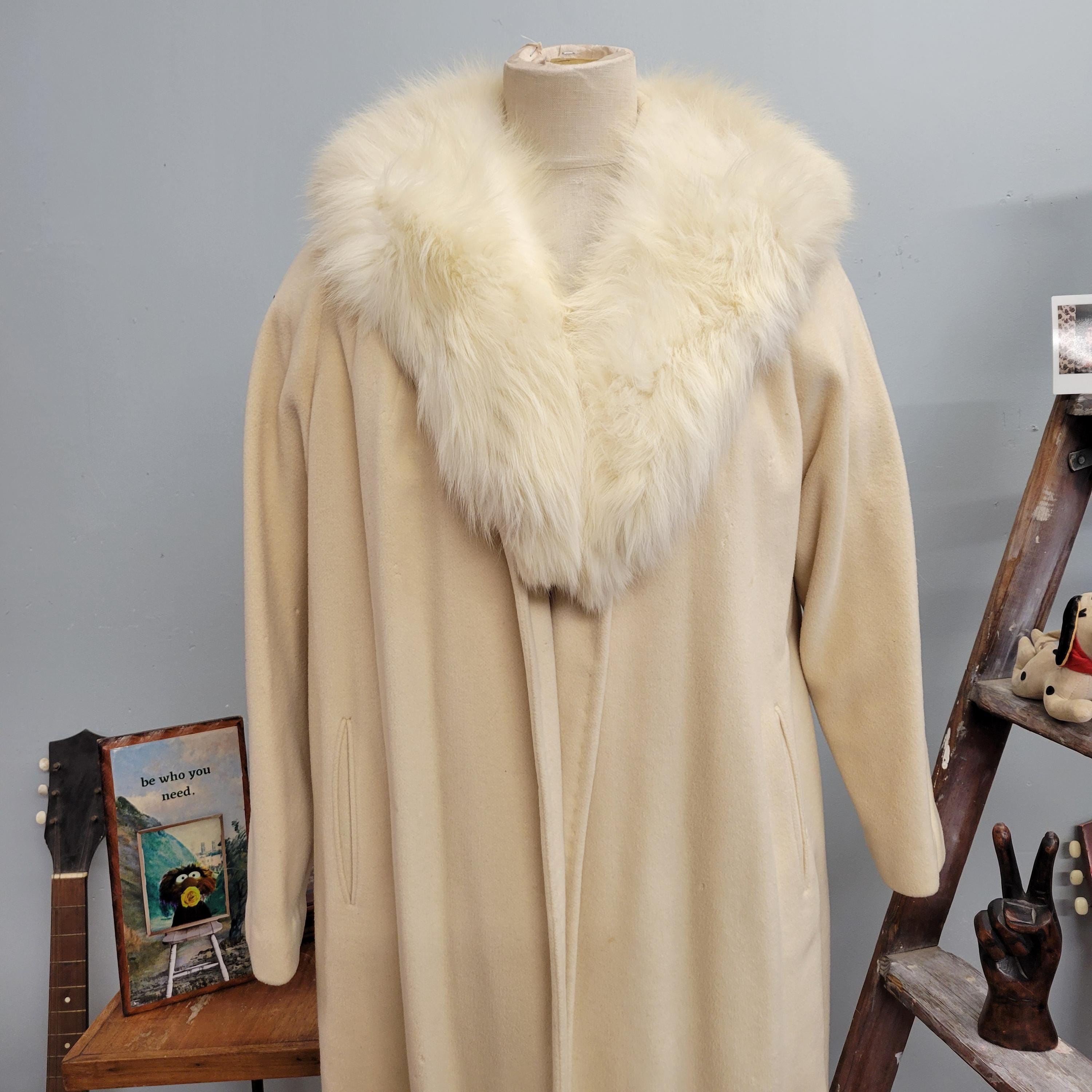 Vtg 60s CASHMERE FUR COAT / Vintage Jj O'donnell Fur Trimmed