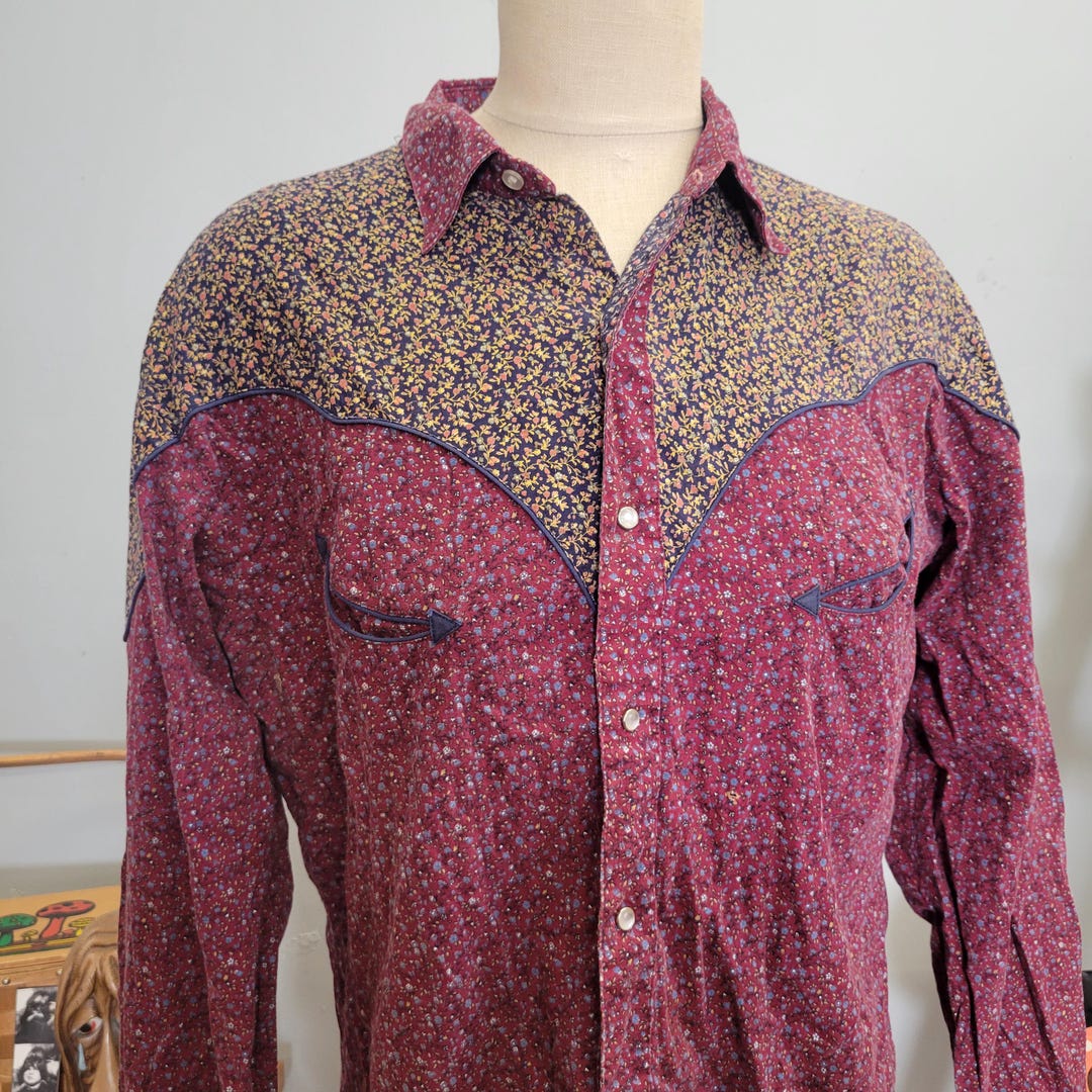 Vtg 70s WESTERN BUTTON DOWN // Vintage Madman Large Mens Rodeo Western ...
