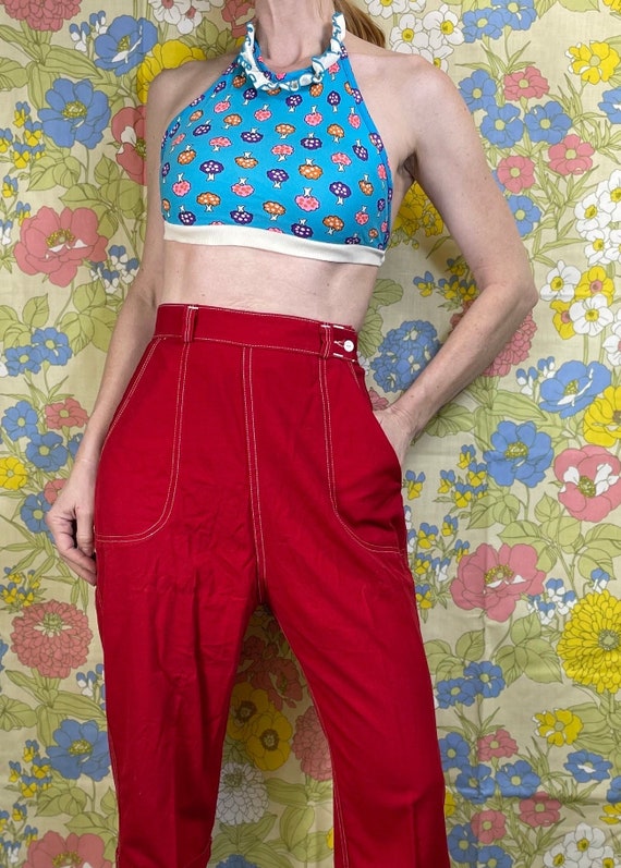 vtg 70s halter top Peter Max mod pop art novelty … - image 8