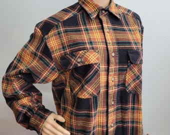 Vtg 90s FLANNEL SHIRT, Field N Forest plaid fall button down oxford