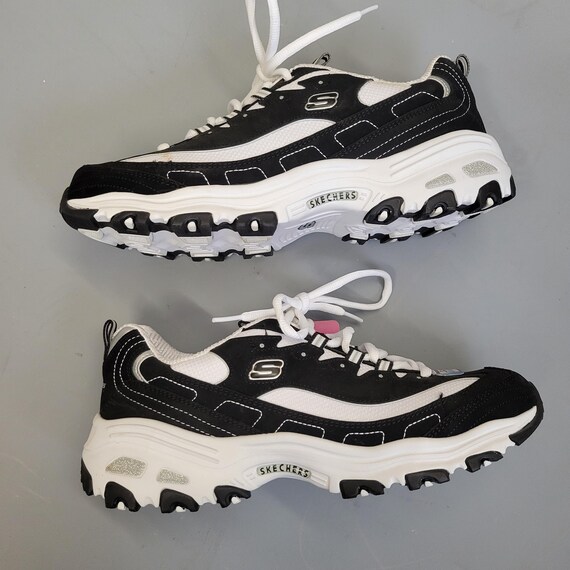 Vtg Y2K Skechers Platform Sneakers: Vintage Black White Lace-up