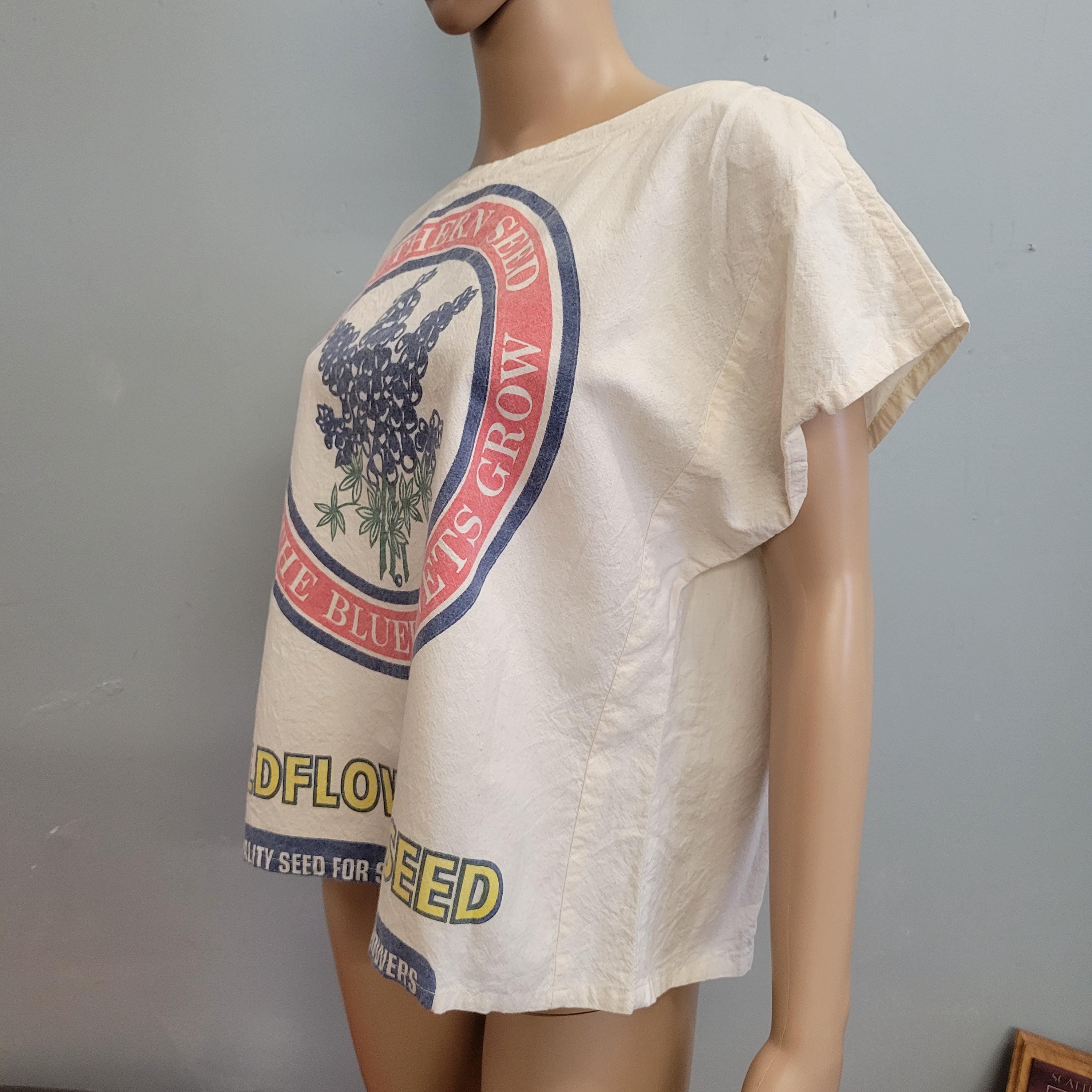Vtg 60s Flour Sack Shirt, Bluebonnet Feed Sack Boxy Spring Top - Etsy