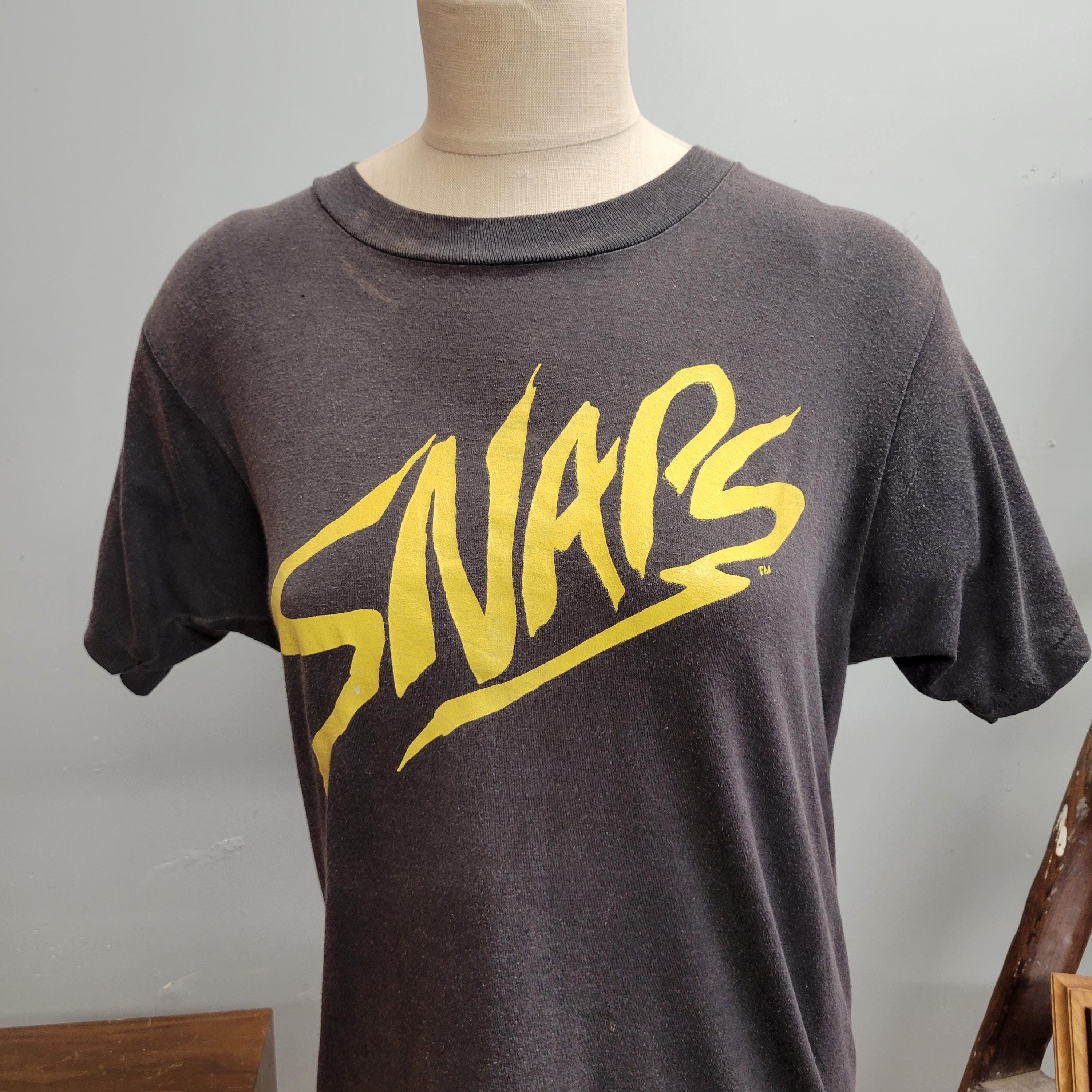 ヴィンテージ80年代スナップTシャツ：フェードブラックシングル