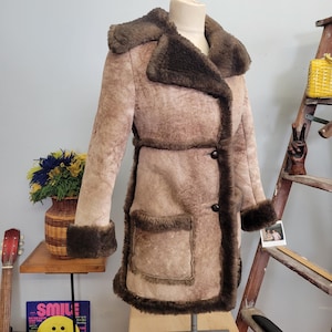 Vintage 70s Suede & Shearling Coat: Ardney Suede Lamb Fur Trim