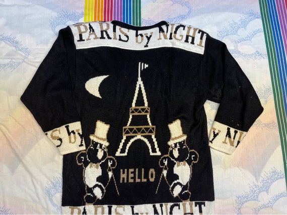 Vintage 80s 90s Hello Paris Sweater // Oversized … - image 1