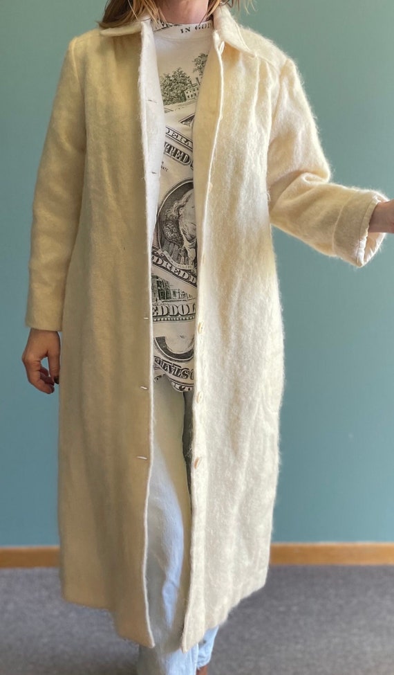 Vintage 80s White Mohair Jacket / Long White Tren… - image 7