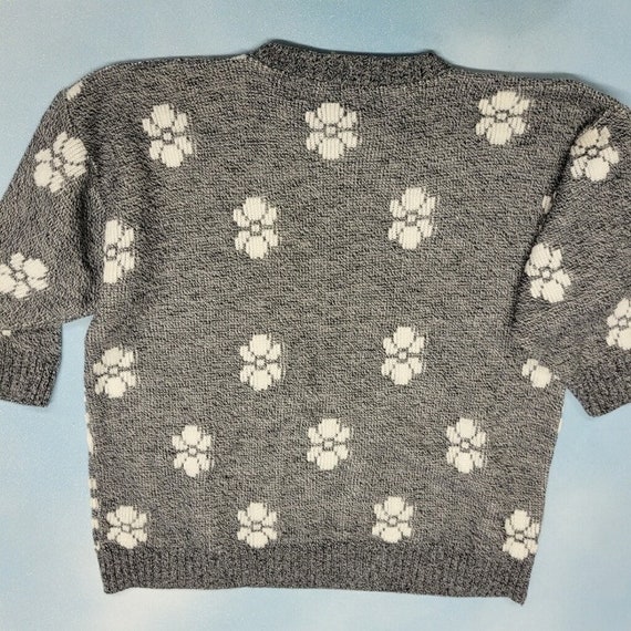 Vintage 80s Silver  Flower Power Sweater // 80s M… - image 2