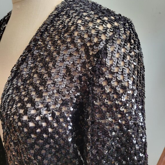 vtg 80s MESH SEQUIN JACKET / vintage three flaggs… - image 4