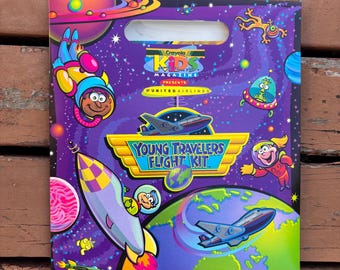 Vtg 90s UNITED AIRLINES ACTIVITY Set // vintage Y2K crayola crayons planet stickers passport airplane entertainment kids first flight fun