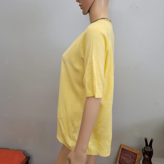 Vintage 70s Knit Tee, Yellow Ringer Top, Towncraf… - image 5