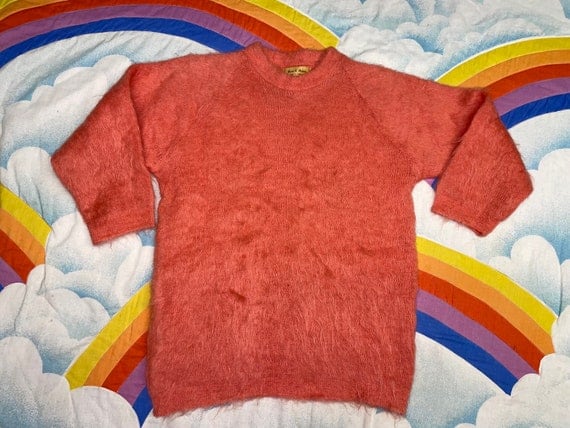 Vintage 60s Orange Mohair Sweater // Shaggy Mohai… - image 1