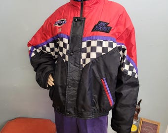 Vintage 90s Joe Rocket Ice Racing Jacket: XL Checkered Puffer Coat