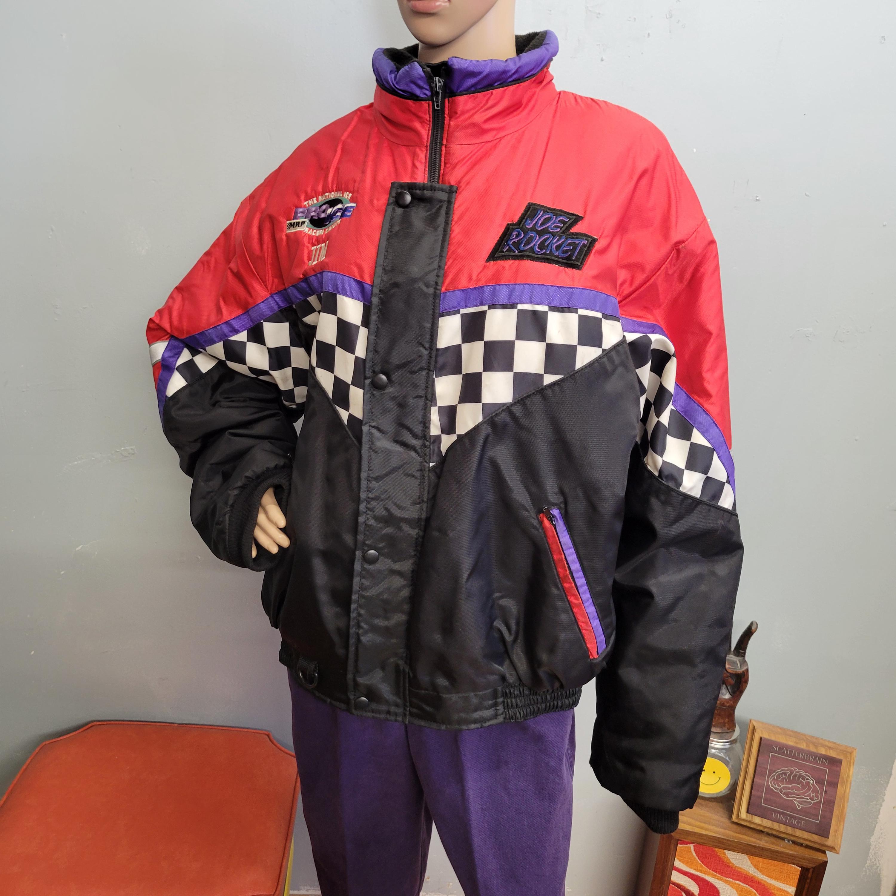 Vintage 90s Joe Rocket Ice Racing Jacket: XL Checkered Puffer Coat