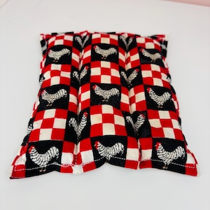 vtg 50s Checkered Chicken Pot Holder/Trivet, Country Cottage Farm Bean Bag Trivet Mothers Day Gift