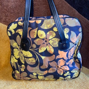 Bolso de mano psicodélico vintage de los años 70, estilo hippie, con diseño floral neón retro, estilo hawaiano, para maquillaje, primavera, pañales, para llevar todo.