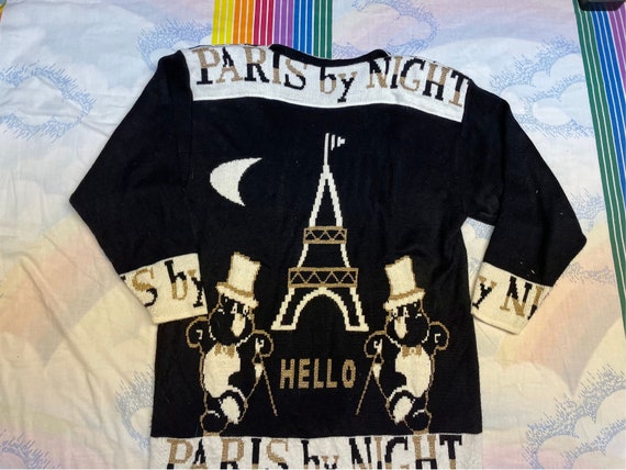 Vintage 80s 90s Hello Paris Sweater // Oversized … - image 5