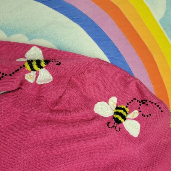 buzzin y2k 90s Sequin Bee Cardigan // Beaded Card… - image 4