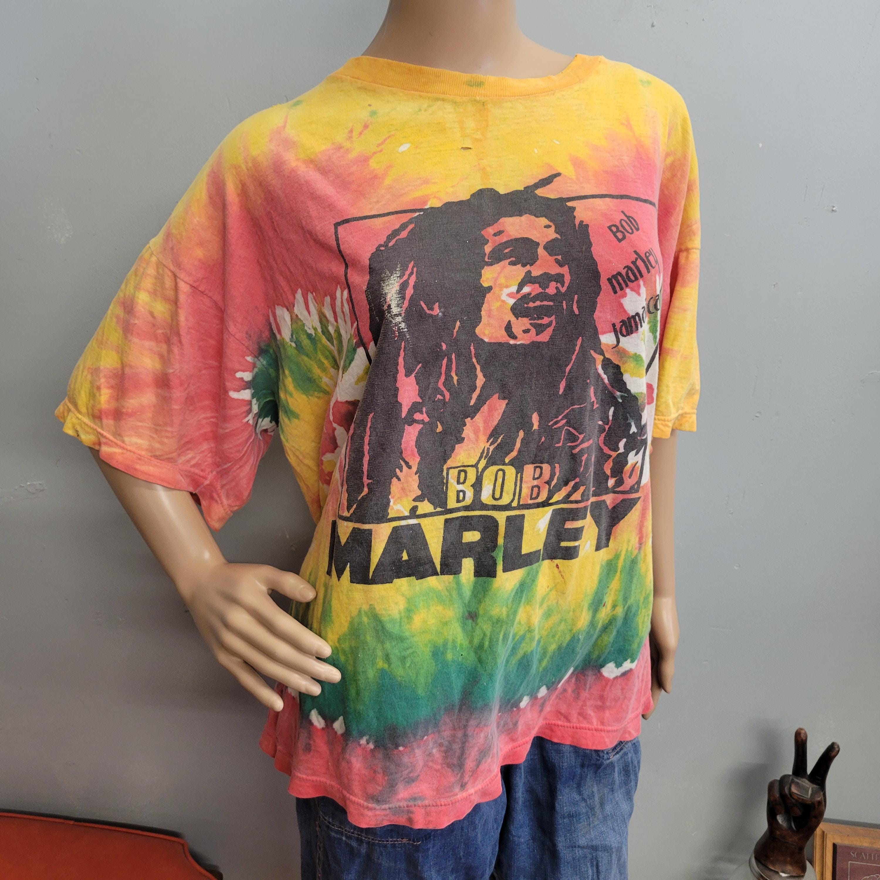Vintage 80s Bob Marley Tie Dye Shirt: Rasta Reggae XL - Etsy