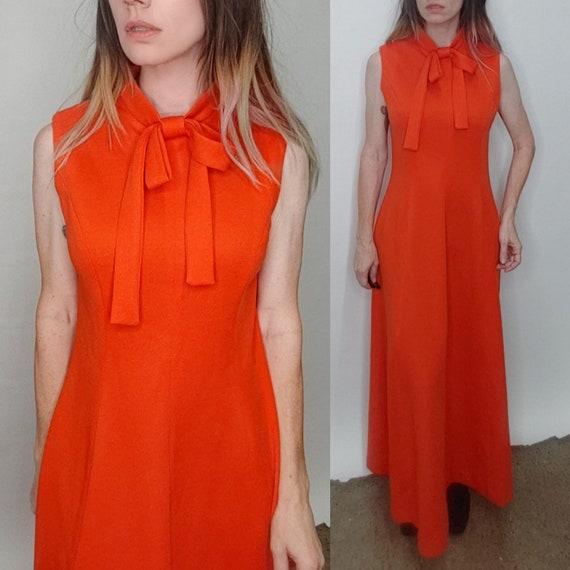 Vintage 1970's MOD Red Big Red BOW Neck Tie MAXI G