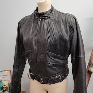 70年代ヴィンテージ ブラックレザー バイカージャケット - Bermans
