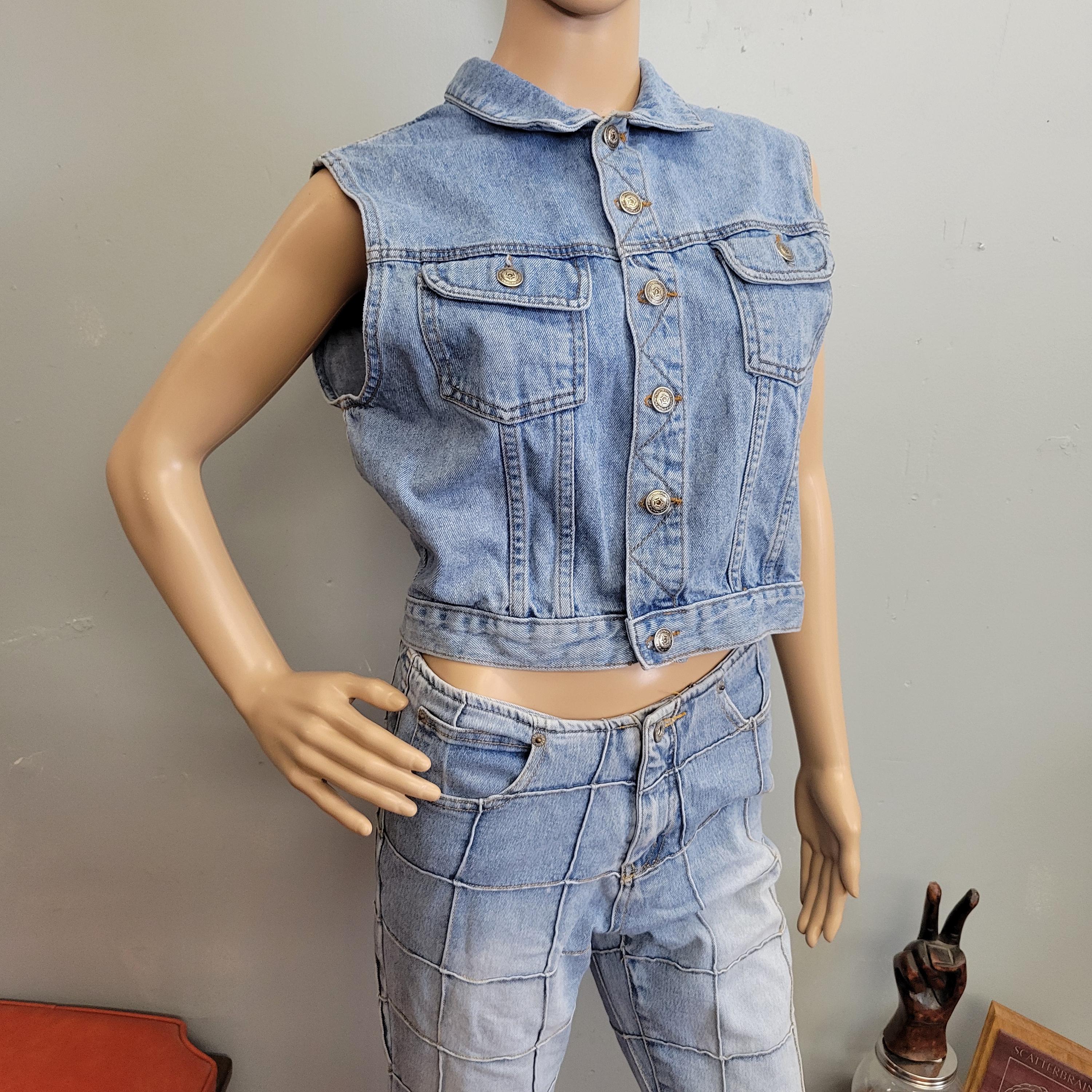 Veste en jean VTG County Seat bleu sarcelle pour femme, campagne