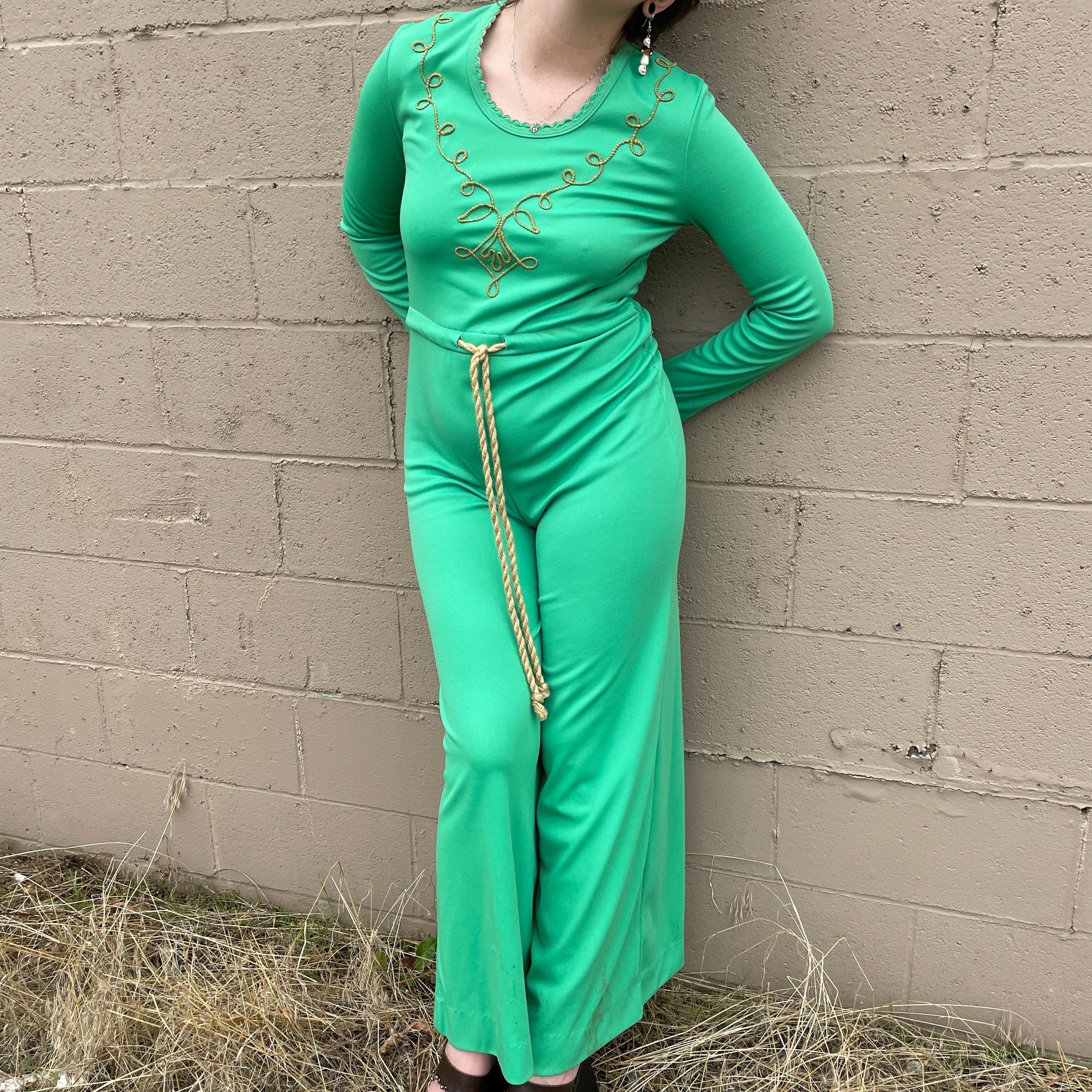 70s Green Jumpsuit - Etsy 70s Green Jumpsuit - Etsy