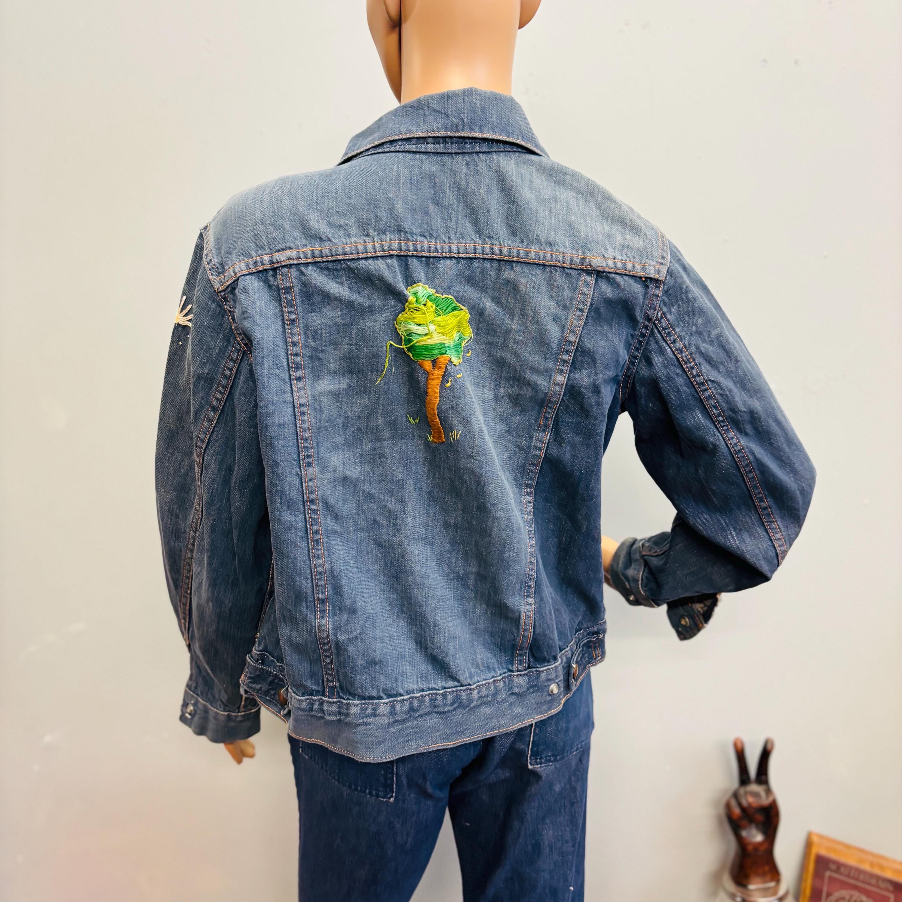 ヴィンテージ60年代リーバイス刺繍入りデニムジャケット：クロップド丈 