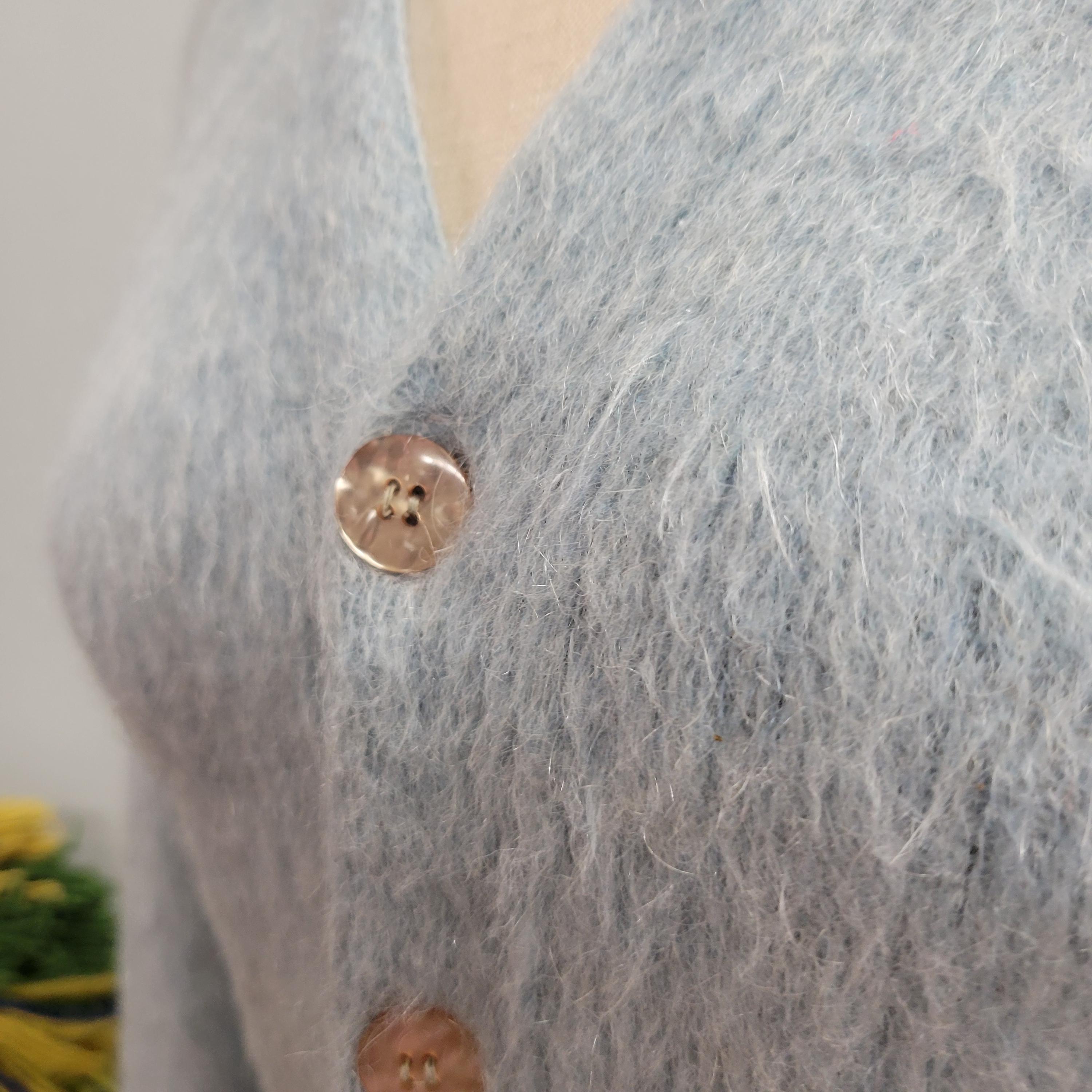 Vtg 70s BLUE MOHAIR SWEATER // Vintage Ice Blue Cardigan Vtg 70s BLUE MOHAIR SWEATER // Vintage Ice Blue Cardigan