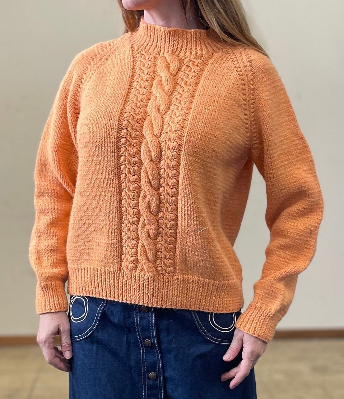 Vintage 60s Peach Cable Knit Sweater: Chunky Boxy Fit - Etsy