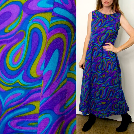 Vintage 1960's PSYCHEDELIC Purple SWIRL Edna Olive