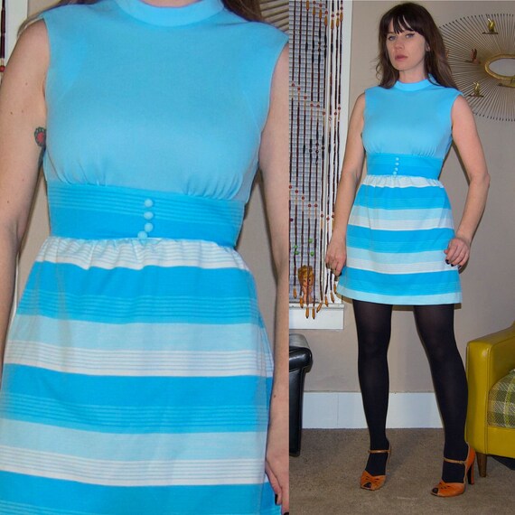 baby blue stripe mini dress