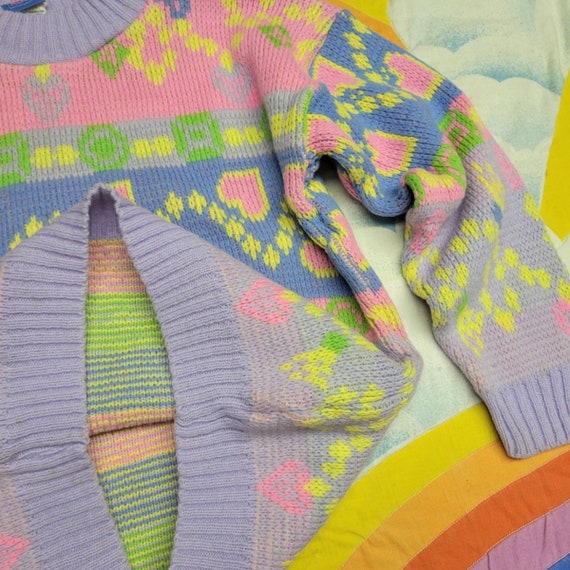 Vintage 90s Neon Pink Abstract Sweater // Petite … - image 2
