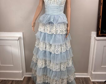 vtg 80s Gunne Sax Style Ball Gown, AS IS READ!! Need Repairs