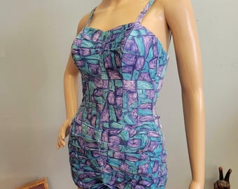 Traje de baño vintage de los años 50, traje de baño de una pieza Rose Marie Reid, mono de playa.
