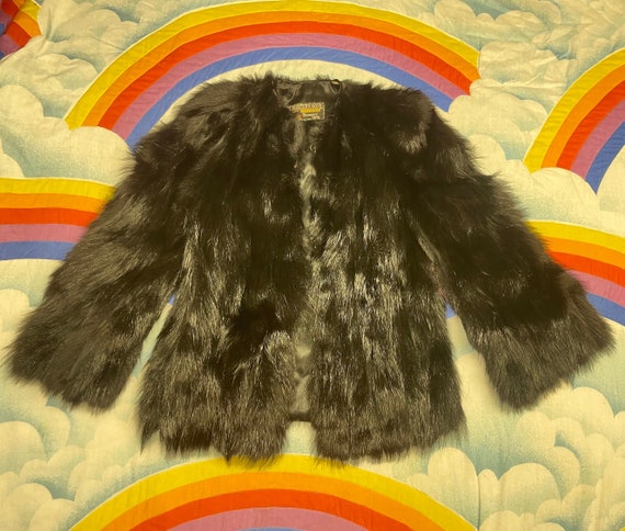 Vintage 1930s Black Shaggy Fur Coat / Skunk Fur C… - image 4