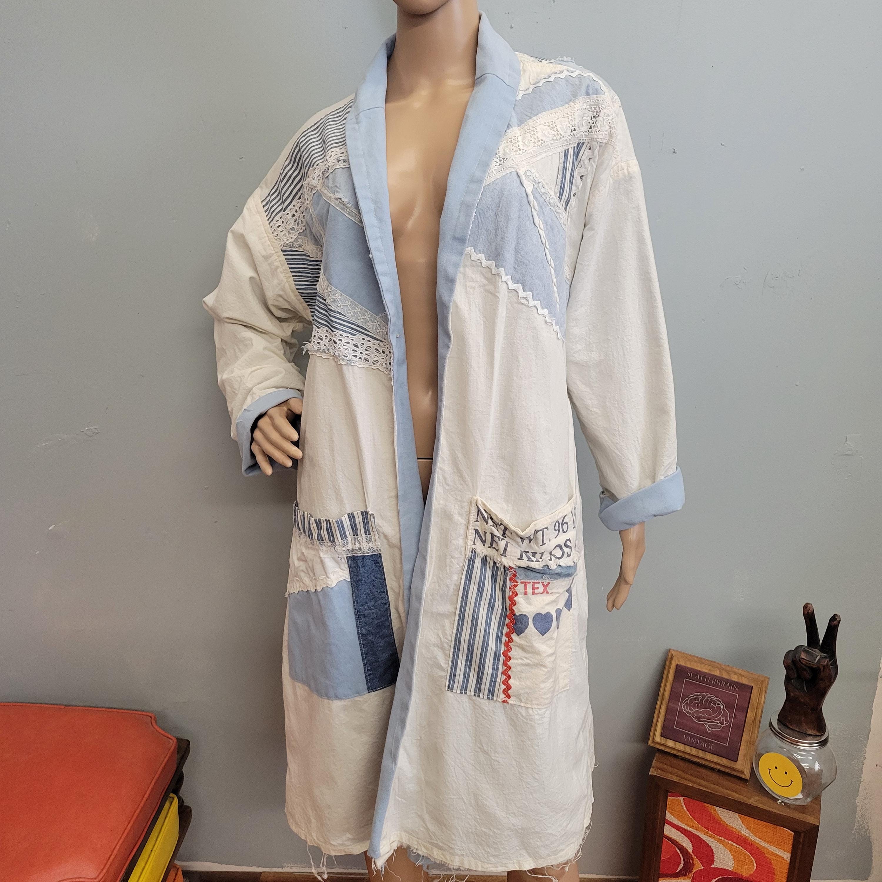 Vintage 70s Reversible Flour Sack Coat: Handmade Cotton