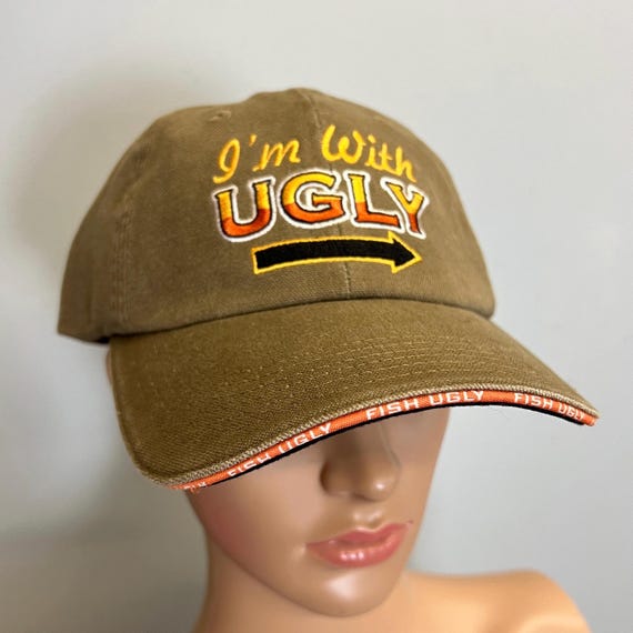 vtg 80s New!! unworn I'm WITH UGLY SHAKESPEARE Fishing cap : vintage baseball hat funny novelty gift for him man cave wall art