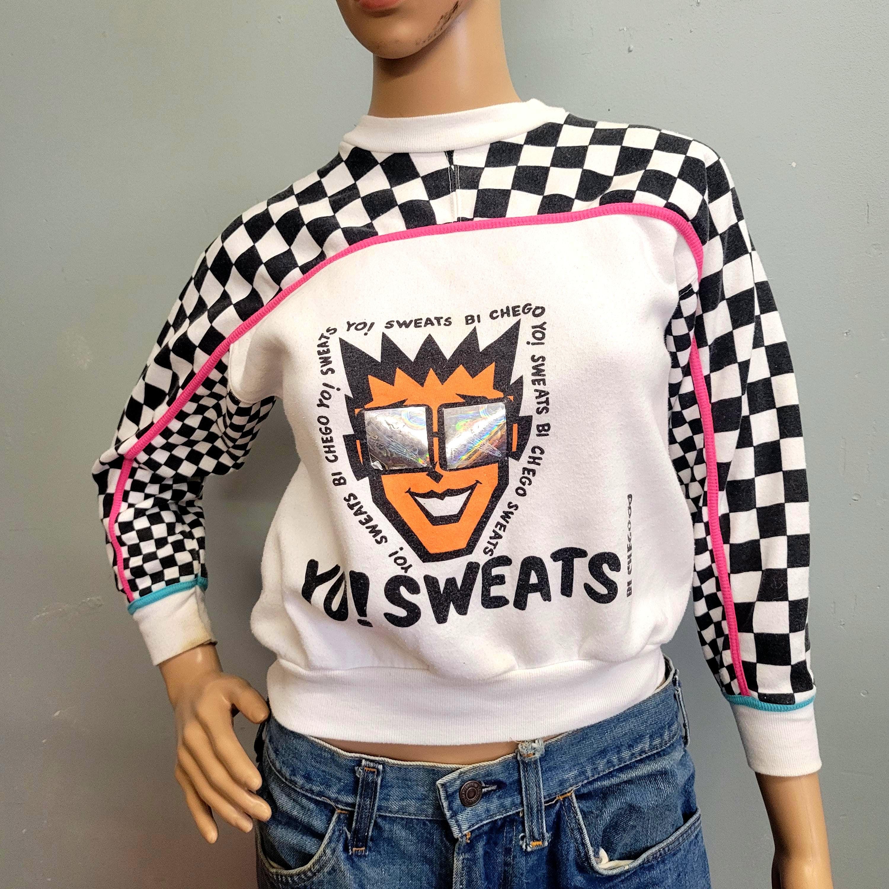 Vintage 80s Checkerboard Yo! Sweats Crewneck – Bi Chego Pop Art