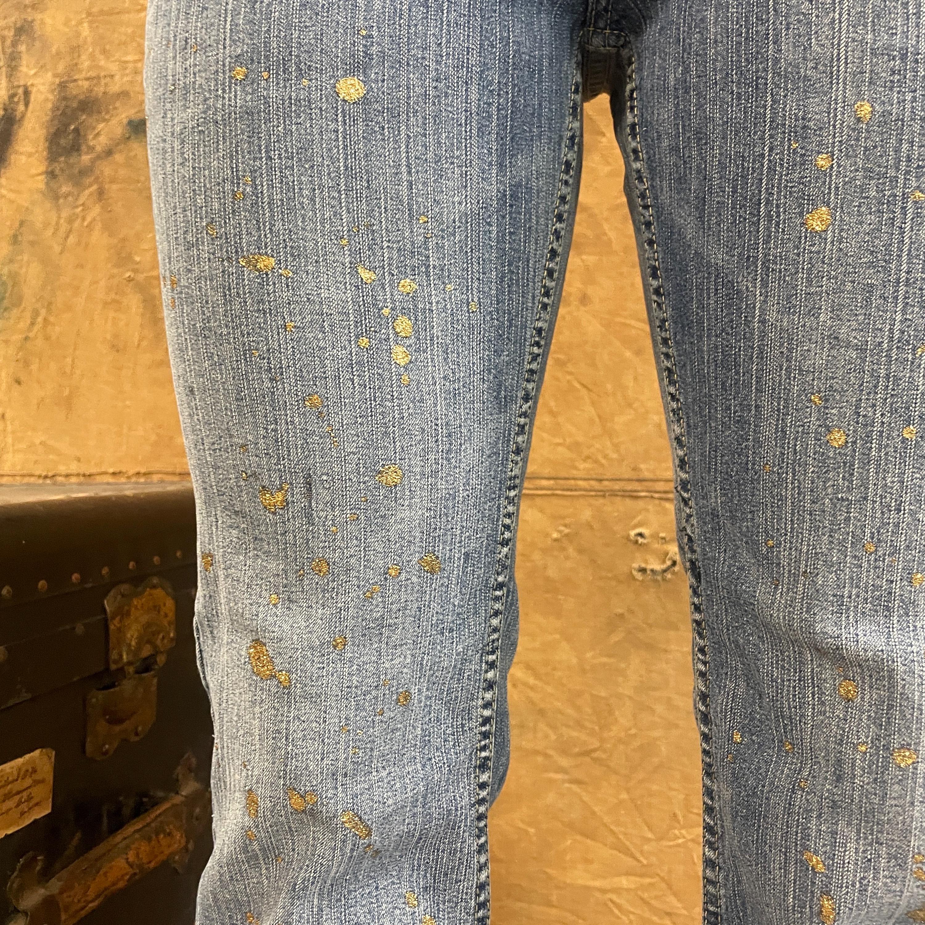 Vtg Y2K GOLD GLITTER JEANS // Vintage Ymi Flare Leg Ultra Vtg Y2K GOLD GLITTER JEANS // Vintage Ymi Flare Leg Ultra