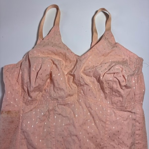vtg 50s FULL BODY GIRDLE // vintage lace up corset shapewear boning support cotton rayon stretch pin up mcm 1940s garter stockings antique