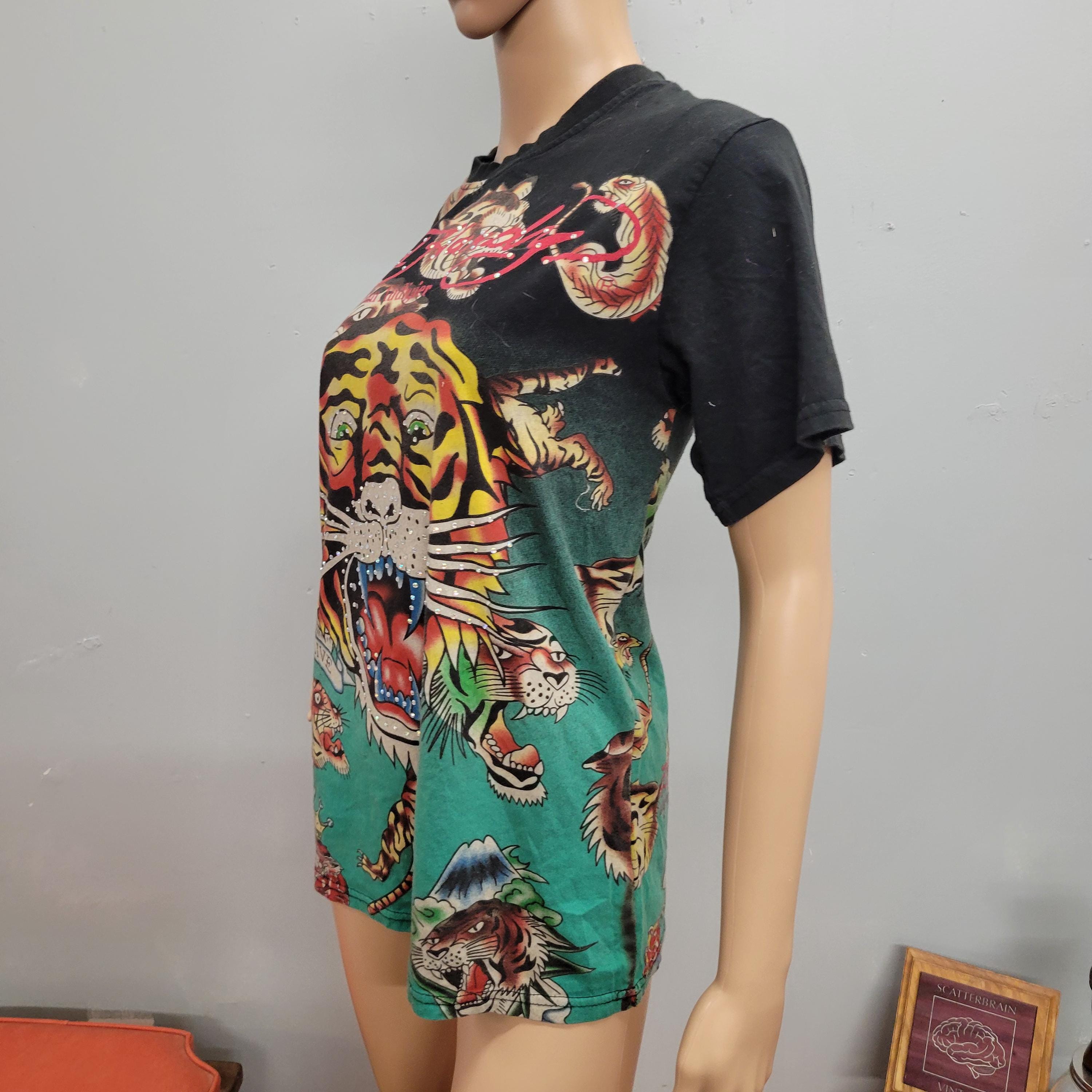ヴィンテージ90年代エド・ハーディ ラインストーンTシャツ XL 