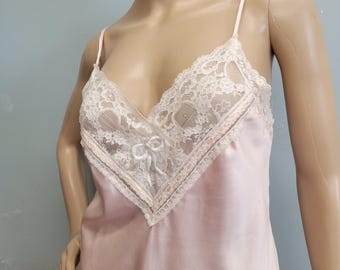 vtg 70s Christian Dior Camisole, Pastel Pink Lingerie Top
