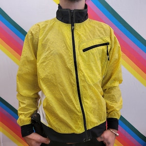 Vintage 80s Adidas Windbreaker Jacket: Mens Medium Yellow & Black