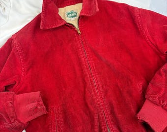XL / XXL 60s Red Whipcord Twill Work Jacket / Two Pockets