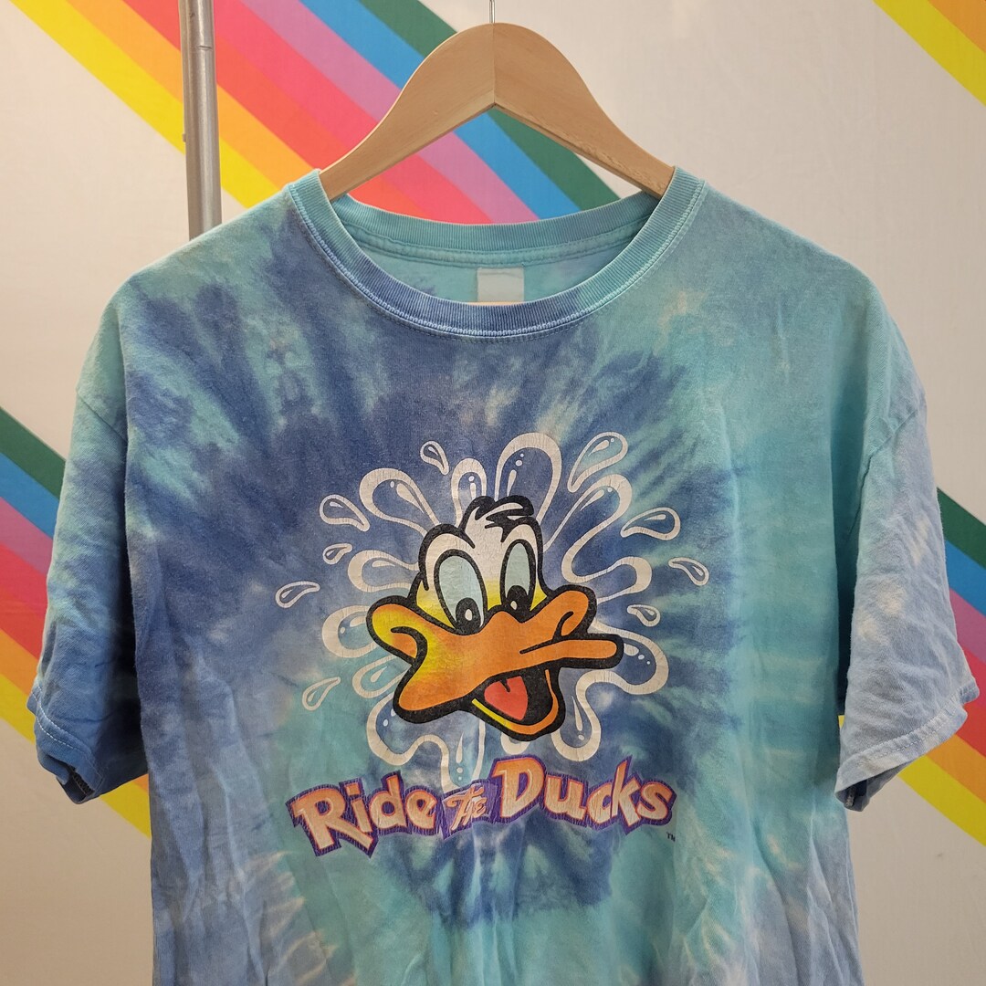90s DONALD DUCK Tie Dye Shirt / 1990s Y2k Vintage Disney Funny Cute Travel Cartoons Shirt Splash ...