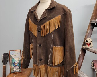 Vintage 70s Suede Fringe Jacket: Western Two-tone Leather Ranch