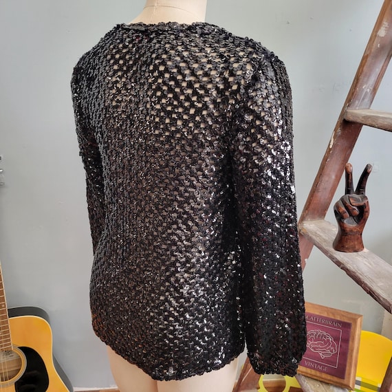 vtg 80s MESH SEQUIN JACKET / vintage three flaggs… - image 7