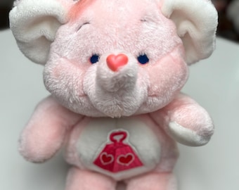 ヴィンテージ 80年代 ケアベア カズンズ ぬいぐるみ：ヴィンテージ ケナー ロットサ ハート エレファント ぬいぐるみ パステルピンク レトロ ぬいぐるみ