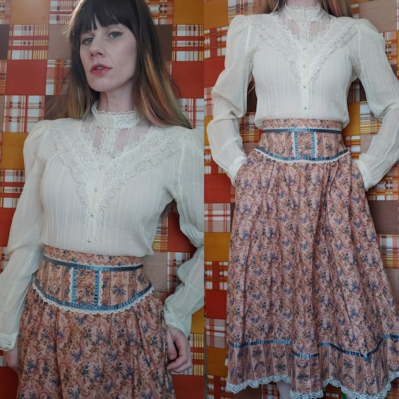 Vintage 1970's 2 PIECE Jessica McClintock GUNNIES
