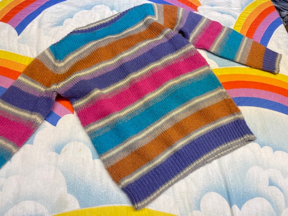 Vintage 1980s Striped Fuzzy Sweater // 80s Rainbo… - image 7